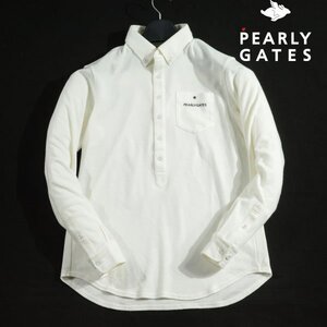 新品1円～★定価2.2万 PEARLY GATES パーリーゲイツ メンズ 秋冬 長袖 日本生地使用 ポロシャツ 5 L 吸湿発熱 快適素材 白 ゴルフ◆S1186◆