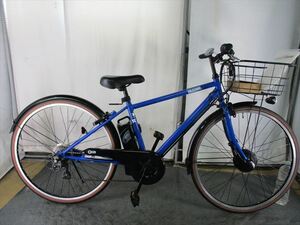 Ｄ537　★整備済み　中古電動クロスバイク自転車★エンドウ【27インチ　青　6Ah使用少な目　】