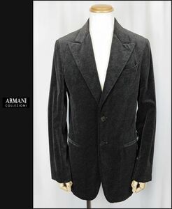 ■■＜美品＞アルマーニ＜ARMANI COLLEZIONI：peaked lape／tweed 調＞ Velour テーラード JKT＜48＞■■