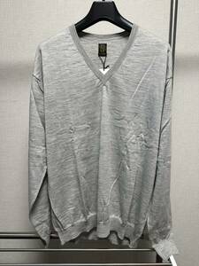 新品 3 BATONER WOOL V NECK バトナー ウール Vネック ニット セーター カーディガン グレー BN-21FM-074 ユニセックス