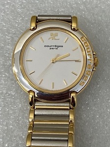 courreges クレージュ V701-1270 Watch 時計 腕時計 3針 QZ クォーツ メタルバンド シルバー ゴールド レディース 約19cm 稼働 電池交換済