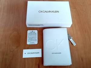 新品未使用 シーケー カルバンクライン 二つ折り財布 白 ホワイト メンズ 本革 ロゴス 816654 CK CALVIN KLEIN 長財布