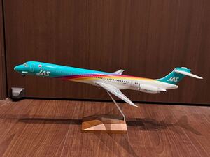 【希少・美】1/100 JAS 日本エアシステム MD-90 4号機 木製スタンド付き 箱あり 欠品ほぼなし JA8062