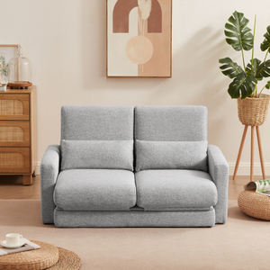 2 seater sofa ソファ 2人掛け 収納付き ファブリック 両側に肘掛け付き 木脚外し可能 ローソファ コンパクト ひとり暮らし カウチソファー