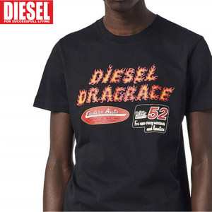 L/新品 DIESEL ディーゼル グラフィック ロゴ Tシャツ DIEGOR-C7 メンズ レディース ブランド カットソー 黒