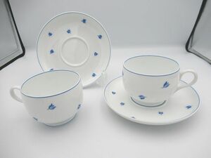 ◆LALIQUE ラリック カップ＆ソーサー リモージュ MUGUE ミュゲ コーヒーカップ スズラン すずらん 花柄 ペア 2客 セット 現状品◆