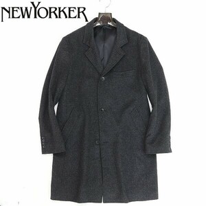 ◆NEWYORKER ニューヨーカー 伊Alta Qualita社 カシミヤ混 ウール チェスター コート チャコールグレー L