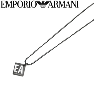 EMPORIO ARMANI エンポリオアルマーニ ネックレス ブランド ロゴ プレート マットガンメタルブラック EGS2754060