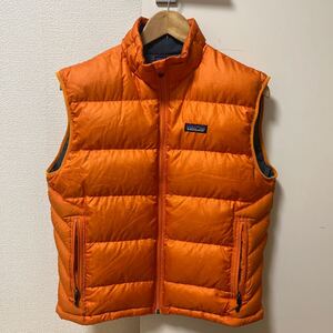 美品★PATAGONIA (パタゴニア) ダウンベスト Sサイズ オレンジ 大人Mサイズ相当 インサーレーショングースダウン 厚手 ダス スナップ p6 