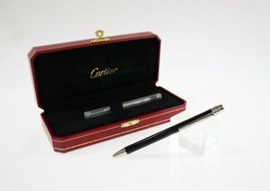 ◆ Cartier / カルティエ ボールペン サントス ドゥ カルティエ ドゥーブルC ペン先 ツイスト式 替え芯付き ブラック系 142232