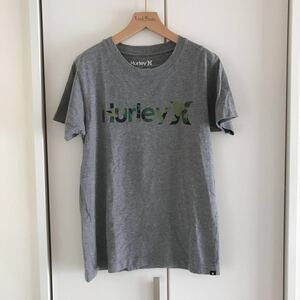 ハーレー HURLEY サーフィン サーフ グレー 半袖 Tシャツ シャツ トップス グアム アーミー カモ柄 ロゴ カモフラ メンズS 迷彩 灰色