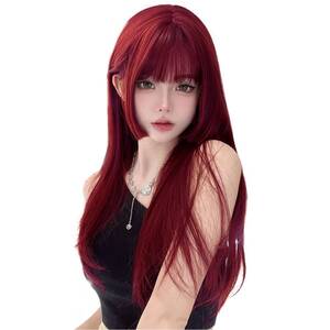 ぱっつん カツラ 前髪 レディーズ 姫髪 グラデーション wig インナーカラー 女装ウィッグ かつら ハロウィン 姫カット 小顔