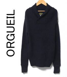 正規品 ORGUEIL オルゲイユ Pullover Shawl Collar Knit プルオーバー ショールカラー ウールニット ジャケット セーター 36 紺 OR-4057