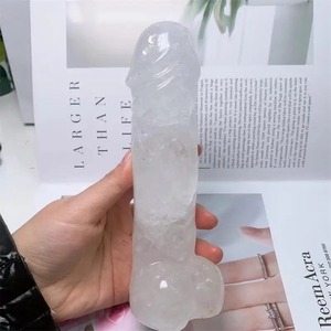 白水晶 水晶 天然石 クォーツ クリスタル パワーストーン 子宝 縁起物 男根 置物 約17.5cm 子孫繁栄 お守り 女性 男性