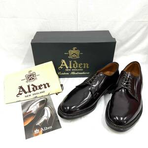 【ほぼ未使用】オールデン ALDEN 990 #8 バーガンディ コードバン コードヴァン プレーントゥ シューズ 紳士靴 8 1/2D メンズ 革靴 箱付き