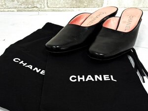 シャネル CHANEL●ミュール ヒール ココマーク レザー A13979X09014/ブラック/23.0cm/難有/1円スタート/AY