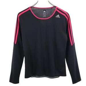 アディダス 長袖 トレーニングウェア L ブラック系 adidas 3ライン Tシャツ レディース