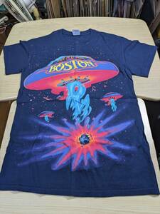 【服飾】 ビンテージ レア Tシャツ バンド 当時物? BOSTON WORLD TOUR 2014 GILDAN S 紺 半袖