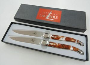 ●FORGE DE LAGUIOLE テーブルナイフ 2本セット 約13cm ハンドル材質不明 フォージドラギオール