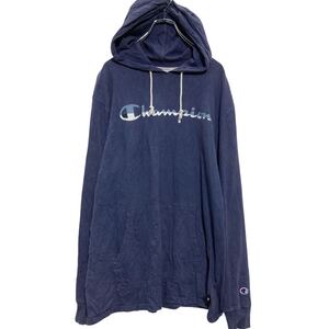 Champion 長袖 プリントTシャツ パーカー XL ネイビー チャンピオン ビッグサイズ ロンT ロングTシャツ 古着卸 アメリカ仕入 a609-7156