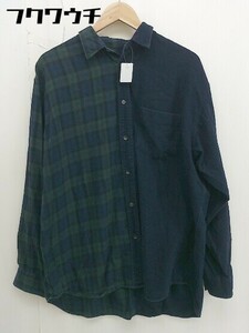 ◇ ◎ BEAMS ビームス チェック ラウンドヘム 長袖 シャツ サイズ M ネイビー ダークグリーン メンズ