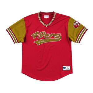 USA正規品 【M】 Mitchell&Ness ミッチェル&ネス NFL 49ers フォーティナイナーズ T.PROSPECT メッシュ Vネック ユニフォーム アメフト