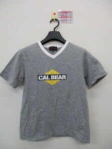 ★Bear 半袖Tシャツ Vネック ロゴ グレー系（L）