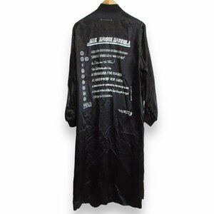 美品 MM6 エムエムシックス Maison Margiela メゾンマルジェラ バックプリント サテン ロングコート 38 ブラック ◆