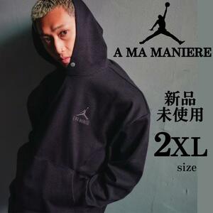 送料無料 新品 ナイキ ジョーダン ア マ マニエール コラボ パーカー 2XLsize 完売品 NIKE JORDAN A MA MANIERE プルオーバー ロゴ 黒