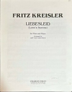 クライスラー 愛の悲しみ (フルート+ピアノ)輸入楽譜 Kreisler Liebesleid 洋書