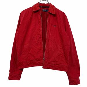 POLO Ralph Lauren ジャケット ポロラルフローレン M レッド フルジップ コーデュロイ ワンポイント ロゴ 古着卸 アメリカ仕入 a610-7585