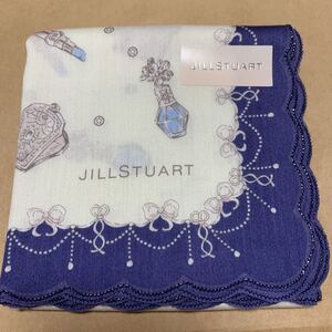 JILLSTUARTジルスチュアート ハンカチ スカラップ コスメ柄 ブルー 未使用