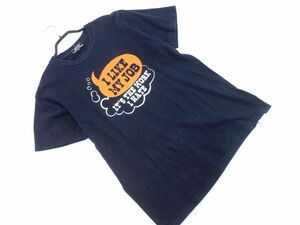 ネコポスOK BEAMS ビームス プリント Tシャツ sizeM/濃紺 ■◆ ☆ eec8 メンズ