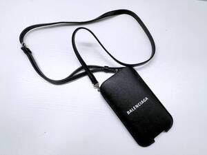 美品　BALENCIAGA　バレンシアガ　キャッシュ　ロゴ　スマホショルダー　スマートフォンケース　ショルダー