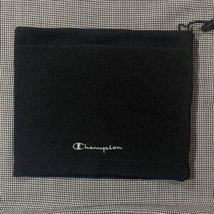 Champion 刺繍ロゴ フリース地 調整付き ネックウォーマー チャンピオン　　ネックゲイター 通勤 通学 自転車 バイク ブラック 黒 柳10550