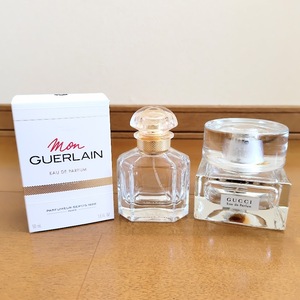 【香水 空き瓶2点セット♪】GUERLAIN「モン ゲラン」オーデパルファン30ml 箱付き & GUCCI「オードパルファムⅠ」75ml