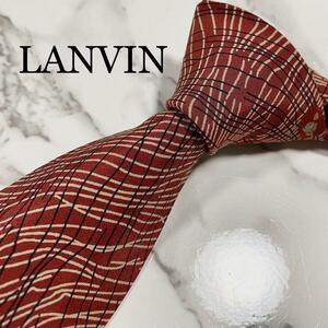 ネクタイ ランバン LANVIN アート ボタニカル チェック風 シルク ワンポイントロゴ