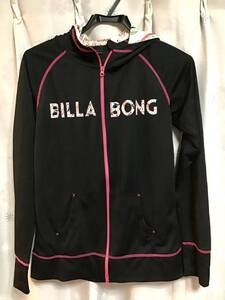 美品【BILLA BONG/ビラボン】長袖パーカー/M★ブラック、花柄★水着★レディース★USED