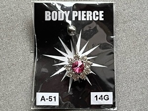 BODY PIERCE★レディース ◇ボディ ピアス [A-51] 14G クリア/ピンク 未使用品