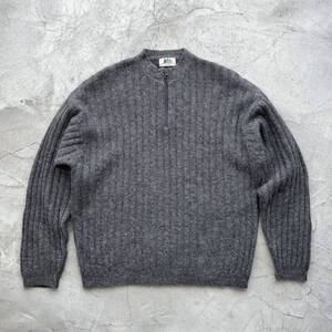 RAI 旧タグ 80s 90s ニット セーター ハーフジップ virgin wool グレー アールエーアイ 古着 vintage ヴィンテージ ビンテージ