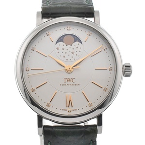 値下 IWC SCHAFFHAUSEN IW351320 ポートフィノムーンフェイズ 37 12Pダイヤモンド 自動巻き ユニセックス 良品 箱付き I#133723