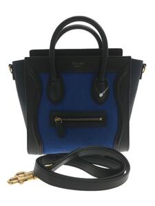 CELINE◆ラゲージ ナノ/2WAY/ハンドバッグ/レザー/BLU