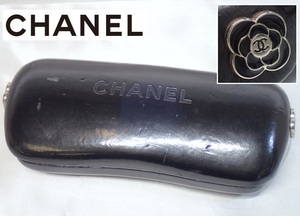 4303[A]■正規品■CHANEL シャネル/メガネケース サングラスケース 眼鏡収納/カメリア付き/ブラック