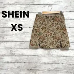 【SHEIN】シーイン　スプリットヘム　花柄ジャガードスカート（XS）フローラル