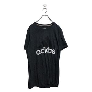 adidas半袖 プリント Tシャツ アディダス L ダークグレー ロゴ スポーツウェア クルーネック 古着卸 アメリカ仕入 a604-7404