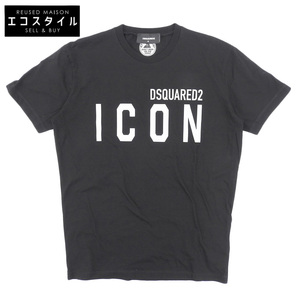 未使用 DSQUARED2 ディースクエアード ICON コットン Tシャツ トップス メンズ ブラック×シルバー M S79G0068