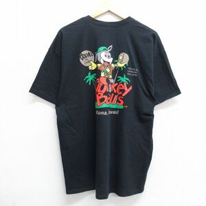 XL/古着 半袖 ビンテージ Tシャツ メンズ 00s Donkey Balls ハワイ 大きいサイズ コットン クルーネック 黒 ブラック 24may24 中古