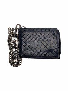 BOTTEGA VENETA◆2つ折り財布/レザー/BLK/メンズ