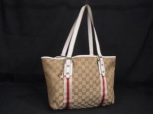 1円 GUCCI グッチ 137395 205027 GG柄 GGキャンバス×レザー トートバッグ ショルダー 肩掛け ライトブラウン系×ホワイト系 FG3190