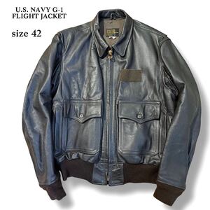 U.S. NAVY G-1 FLIGHT JACKET SCOVILL ジップアップ フライト ジャケット レザー 本革 スコービル ダークブラウン サイズ 42